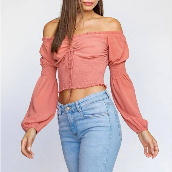LuxeLine Keep Calling Me Crop Top Pink With Stretchy Polyester Cotton Blend For Flattering Fit
